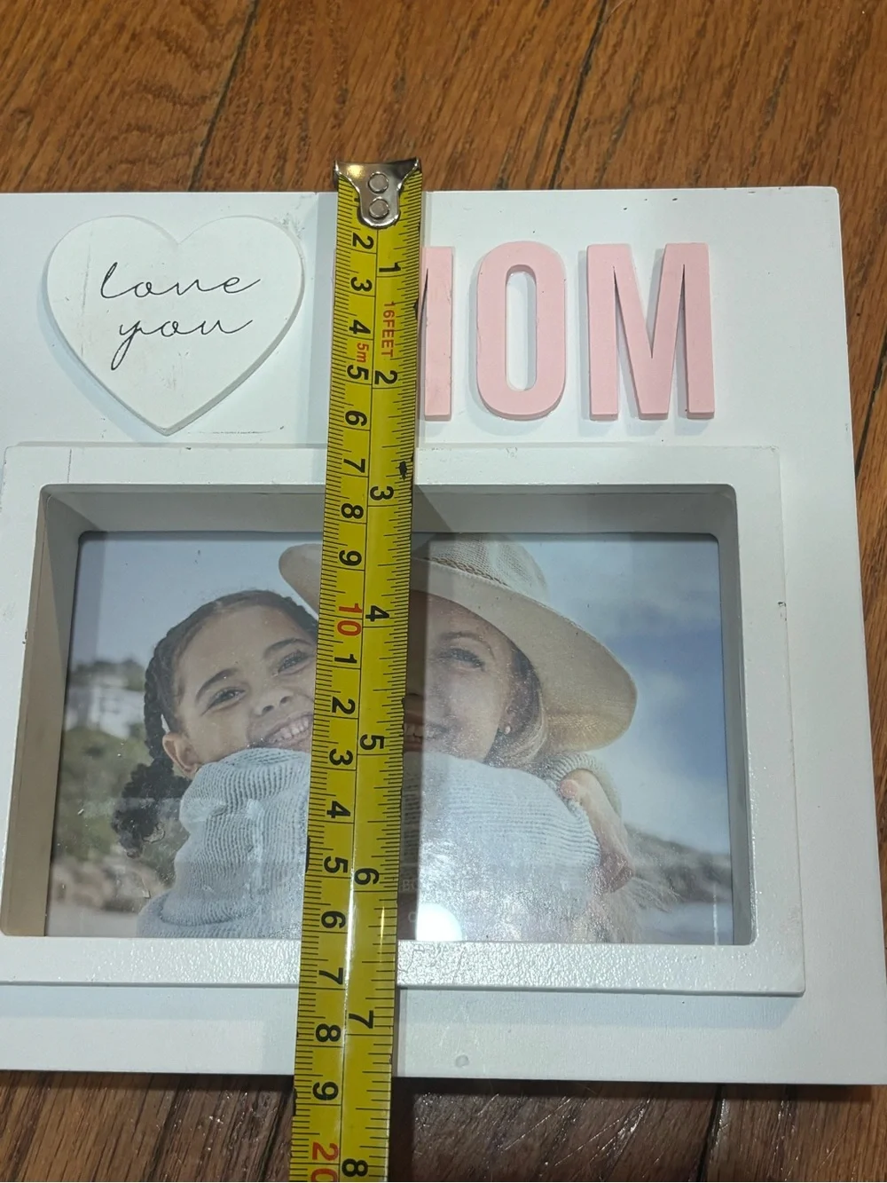 Love You MOM Photo Shadow Box Frame with Pink Lettering 4X6 picture